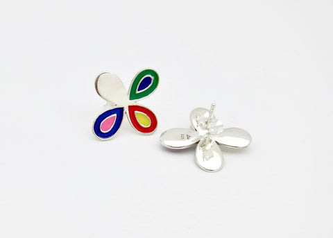 Chic, asymmetrical floral 'puspa' ear studs - Lai