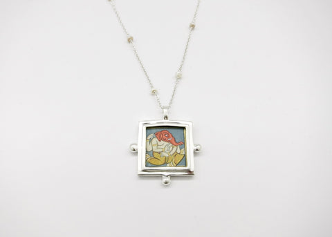 Ganesha miniature painting pendant on a floating pearl chain - Lai