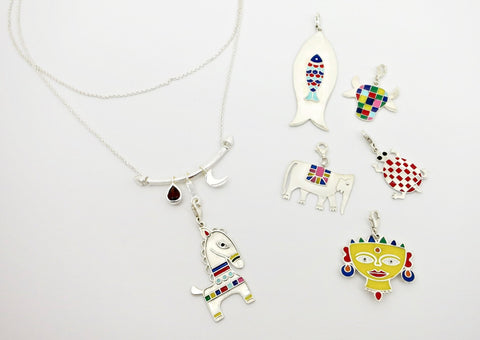 Indian folk art charm necklace - Lai