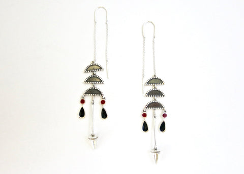 Long tattoo threader earrings - Lai