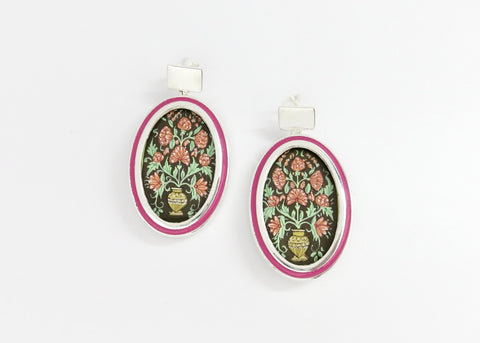 Luxurious, and chic, Mughal 'guldan' (vase) oval earrings - Lai