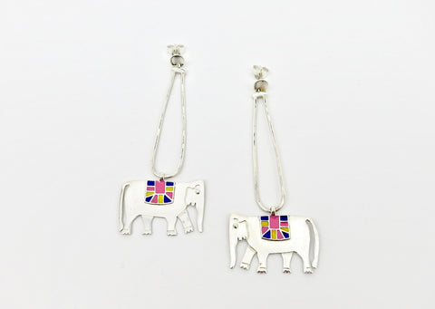 Whimsical, long dangling 'Gaja' (elephant) earrings - Lai